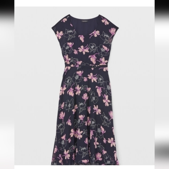 Club MONACO SOFT PRINT 100% SILK DRESS SIZE 6 - Picture 5 of 15